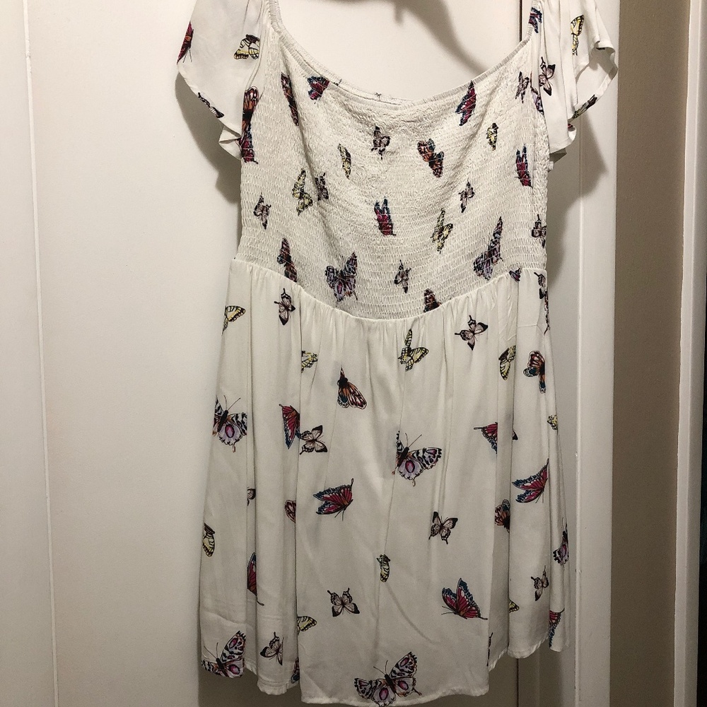 Love Fire White Pink Flutter Sleeve Sundress